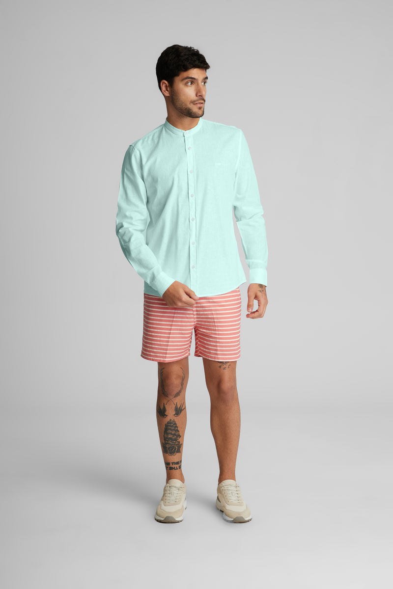 Camisa Linho Rustico Gola Padre M/L King&Joe
